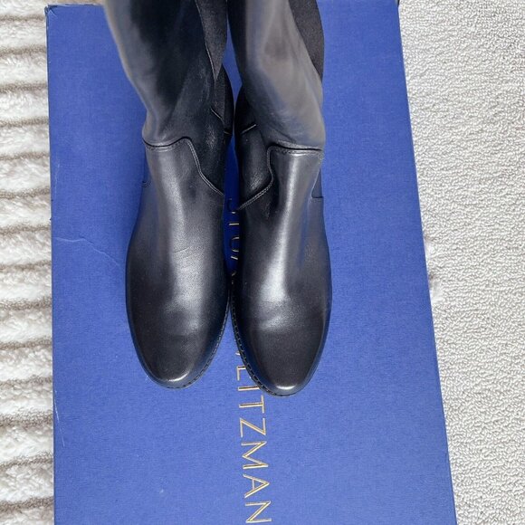 Stuart Weitzman City 5050 Block Heel Over The Knee OTK Black Leather Boots US7.5 - Picture 6 of 13